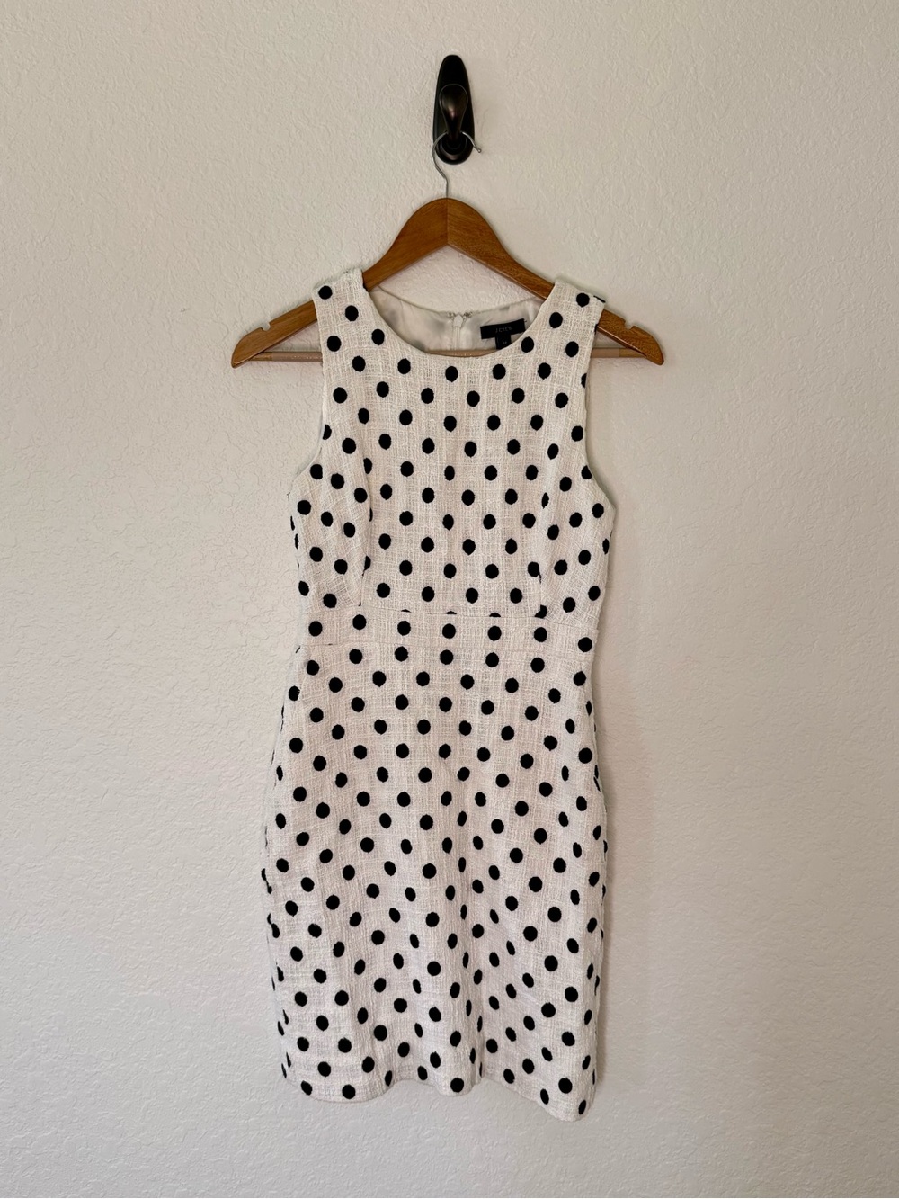 J. Crew White Dress with Black Polka Dots size 4P